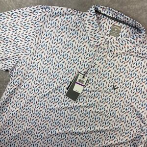 Callaway‎ Polo Shirt Mens 2XL White Stretch All Over Print Performance Golf NEW